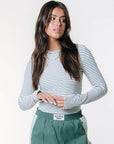COLOURFUL REBEL TOP JESSIE STRIPE RIB LONGSLEEVE GREEN