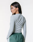 COLOURFUL REBEL TOP JESSIE STRIPE RIB LONGSLEEVE GREEN