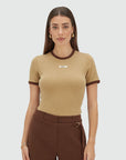JOSH V T-SHIRT CODY FITTED MET LOGO LIGHT BROWN MELANGE