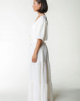 COLOURFUL REBEL ROK DEWI STRUCTURE SMOCK MAXI SKIRT OFF WHITE