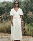 COLOURFUL REBEL ROK DEWI STRUCTURE SMOCK MAXI SKIRT OFF WHITE