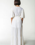 COLOURFUL REBEL ROK DEWI STRUCTURE SMOCK MAXI SKIRT OFF WHITE