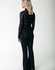 COLOURFUL REBEL TOP NEYO LEOPARD FLOCK MESH TURTLENECK BLACK