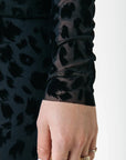 COLOURFUL REBEL TOP NEYO LEOPARD FLOCK MESH TURTLENECK BLACK