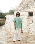 COLOURFUL REBEL T-SHIRT PUFF LOGO STRIPE LOOSEFIT TEE OFF WHITE