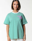 COLOURFUL REBEL T-SHIRT PUFF LOGO STRIPE LOOSEFIT TEE OFF WHITE