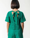 COLOURFUL REBEL BLOUSE ROMEE LACE BOW TOP BRIGHT GREEN