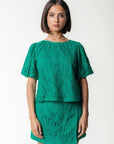 COLOURFUL REBEL BLOUSE ROMEE LACE BOW TOP BRIGHT GREEN