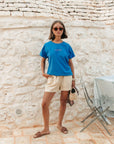 COLOURFUL REBEL T-SHIRT UNI LOGO BOXY TEE MEDIUM DENIM BLUE