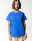 COLOURFUL REBEL T-SHIRT UNI LOGO BOXY TEE MEDIUM DENIM BLUE