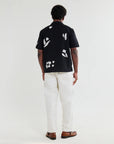 WAX LONDON OVERHEMD DIDCOT SS SHIRT ABSTRACT APPLIQUE BLACK/BEIGE