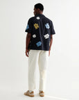 WAX LONDON OVERHEMD DIDCOT SS SHIRT FLOWER APPLIQUE NAVY/MULTI