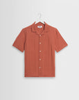 WAX LONDON OVERHEMD DIDCOT SS SHIRT DBL-WEAVE SEERSUCKER RUST