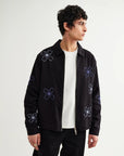 WAX LONDON JAS ELDON JACKET COTTON TWILL FLORAL BLACK