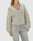 JOSH V VEST FAYENNA WOOL CARDIGAN WARM GREY MELANGE
