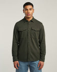 G-STAR RAW MEN OVERSHIRT JERSEY MARINE POCKETS ASFALT