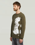 G-STAR RAW MEN PULLOVER SPRAYED 89 RELAXED DARK OLIVE