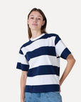 ANOTHER-LABEL T-SHIRT GINI S/S STRIPE NIGHT SKY OFF WHITE