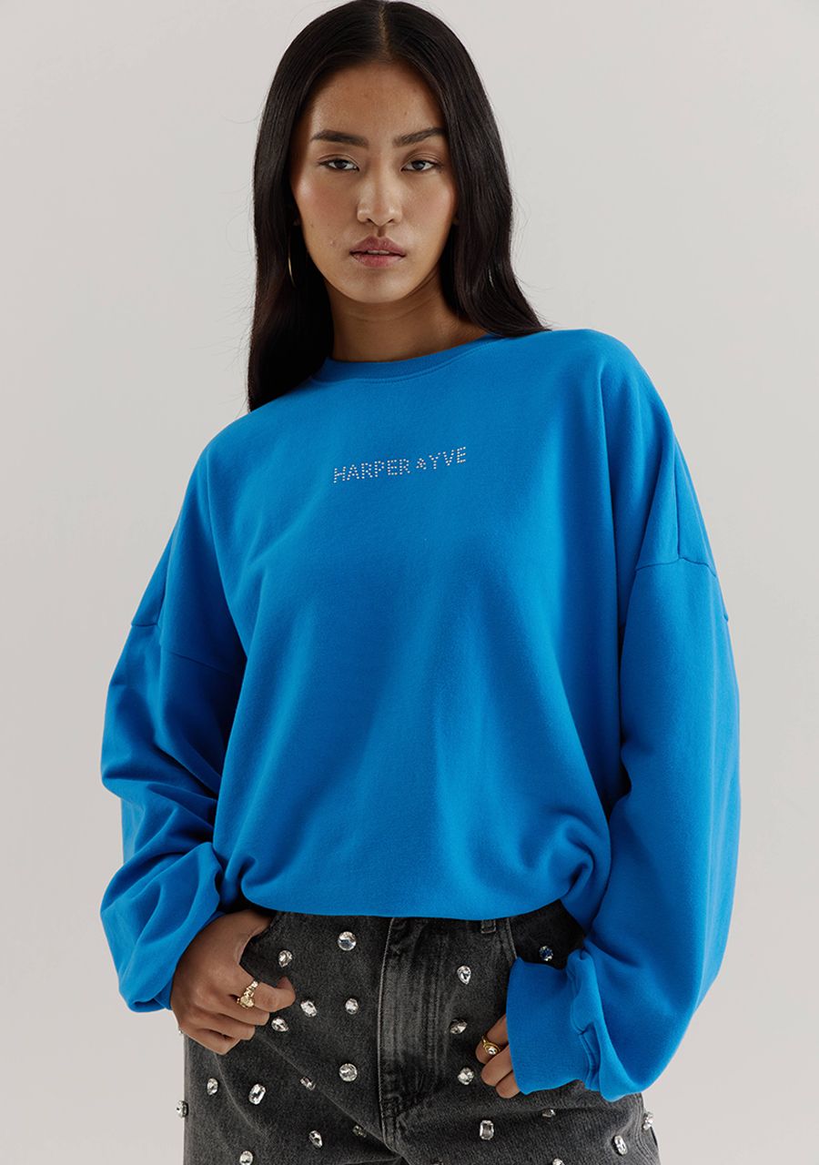 HARPER & YVE SWEATER RHINESTONE-SW VINTAGE BLUE