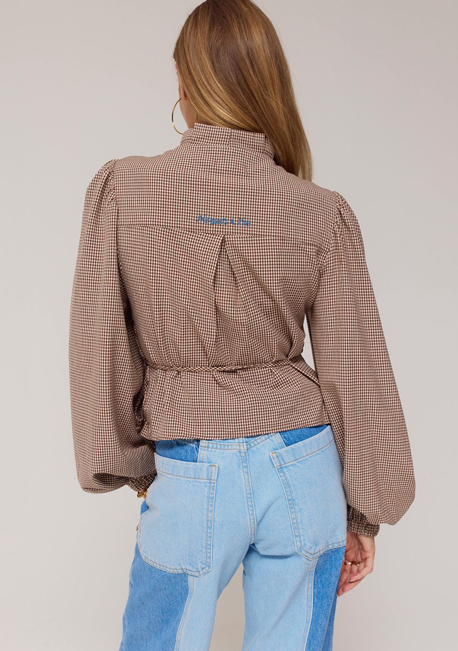 HARPER & YVE BLOUSE DEBBY-LS CHECK DARK FUDGE