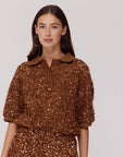 HARPER & YVE TOP SANNY-SS BRONZE SEQUIN