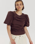 HARPER & YVE BLOUSE NIKO-SS HOT FUDGE