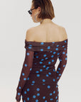 HARPER & YVE TOP JENNY-LS BLUE POLKA DOT