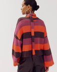HARPER & YVE VEST INDY-CA CARDIGAN HOT FUDGE STRIPE