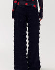 HARPER & YVE PANTS LO-PA WITH RUFFLES AND WIDE LEG BLACK