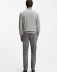 BOSS MEN PULLOVER PADRO-L ZIP NECK KNITTED COTTON SILVER
