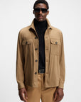 BOSS MEN JAS OVERSHIRT RELAXED FIT STRETCH BEIGE