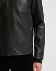 BOSS MEN JAS SHIRT-STYLE JACKET IN NAPPA LEATHER BLACK