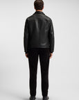 BOSS MEN JAS SHIRT-STYLE JACKET IN NAPPA LEATHER BLACK