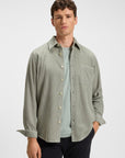 BOSS MEN OVERHEMD REGULAR FIT COTTON CORDUROY OPEN GREEN