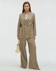 JOSH V PANTS KYRIE WIDE LEG MINK MELANGE