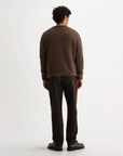 WAX LONDON PULLOVER KEMP V-NECK FLUFFY WOOL BLEND CHOCOLATE BROWN