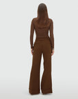 JOSH V PANTS KORIEN MID RISE FLARED DARK BROWN
