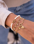 MY JEWELLERY SIERADEN ARMBAND GROOT HART EN IMITATIEPARELS GOUD