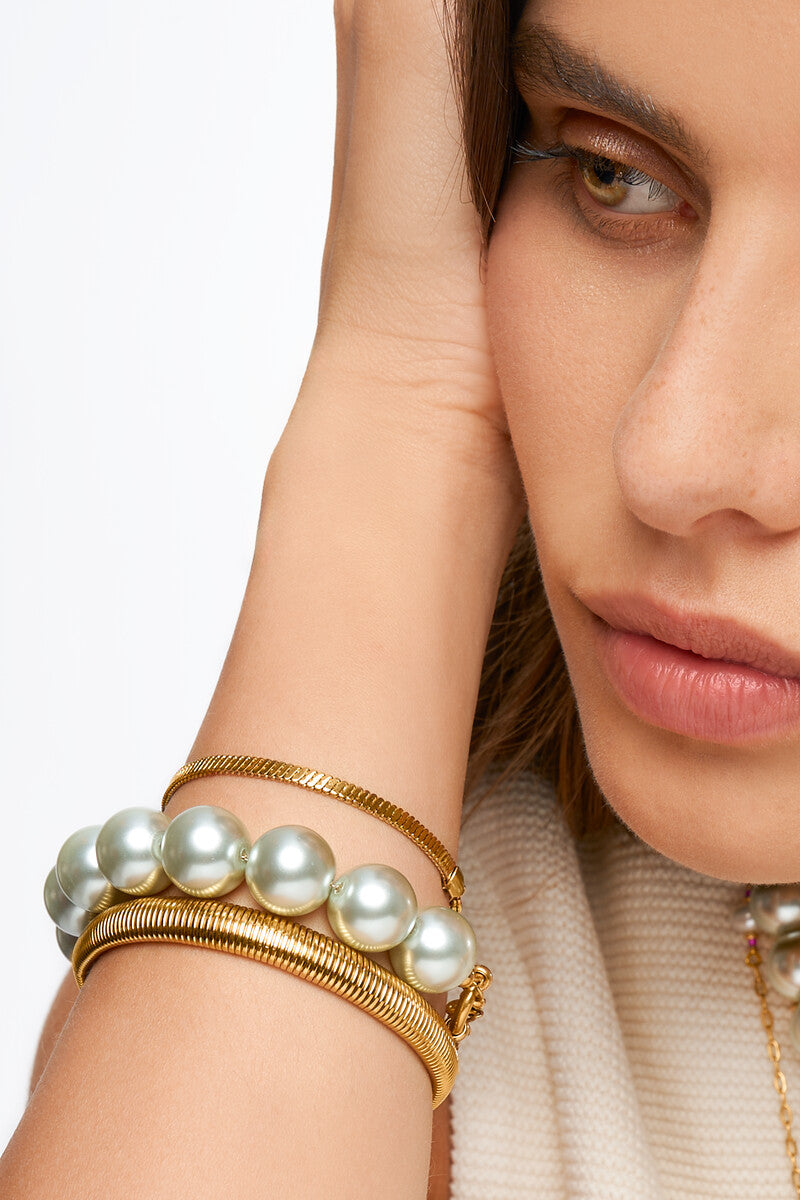 MY JEWELLERY SIERADEN ARMBAND PARELS GLAS LICHTGROEN