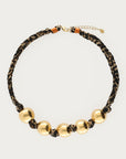 MY JEWELLERY KETTING GEVLOCHTEN PANTERPRINT EN CHUNKY BOLLEN BROWN