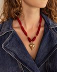 MY JEWELLERY KETTING WITH LACE AND HEART BURGUNDY