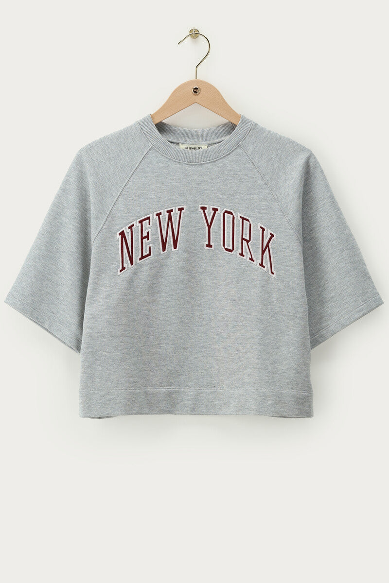 MY JEWELLERY SIERADEN T-SHIRT SWEATER 'NEW YORK' GRIJS