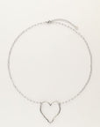 MY JEWELLERY SIERADEN KETTING SCHAKEL OPEN HART EN IMITATIEPARELS ZILVER