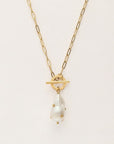 MY JEWELLERY SIERADEN KETTING SCHAKEL ZOETWATERPAREL EN STUDS GOUD