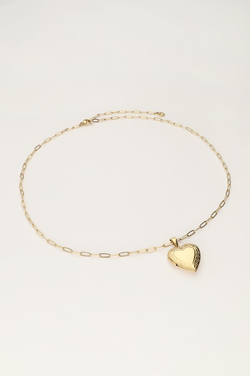 MY JEWELLERY SIERADEN KETTING VINTAGE SCHAKEL MET HART MEDAILLON GOUD