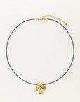 MY JEWELLERY SIERADEN KETTING VINTAGE KOORD MET ROOS ZWART GOUD
