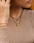 MY JEWELLERY SIERADEN KETTING VINTAGE KOORD MET ROOS ZWART GOUD