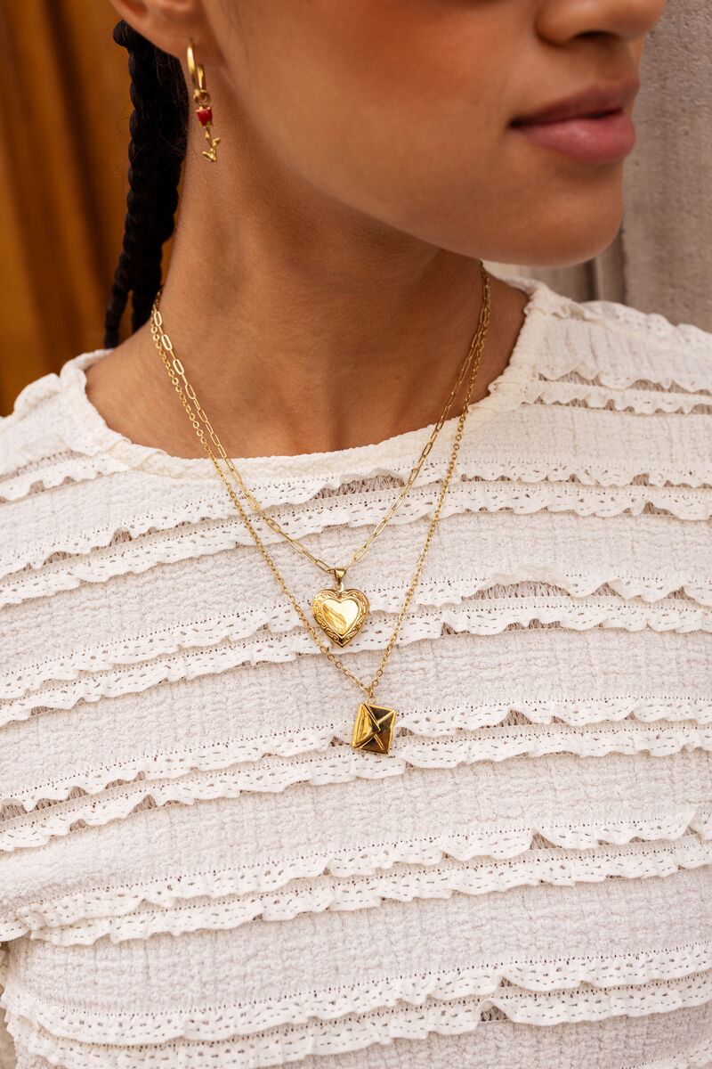MY JEWELLERY SIERADEN KETTING VINTAGE SCHAKEL MET HART MEDAILLON GOUD