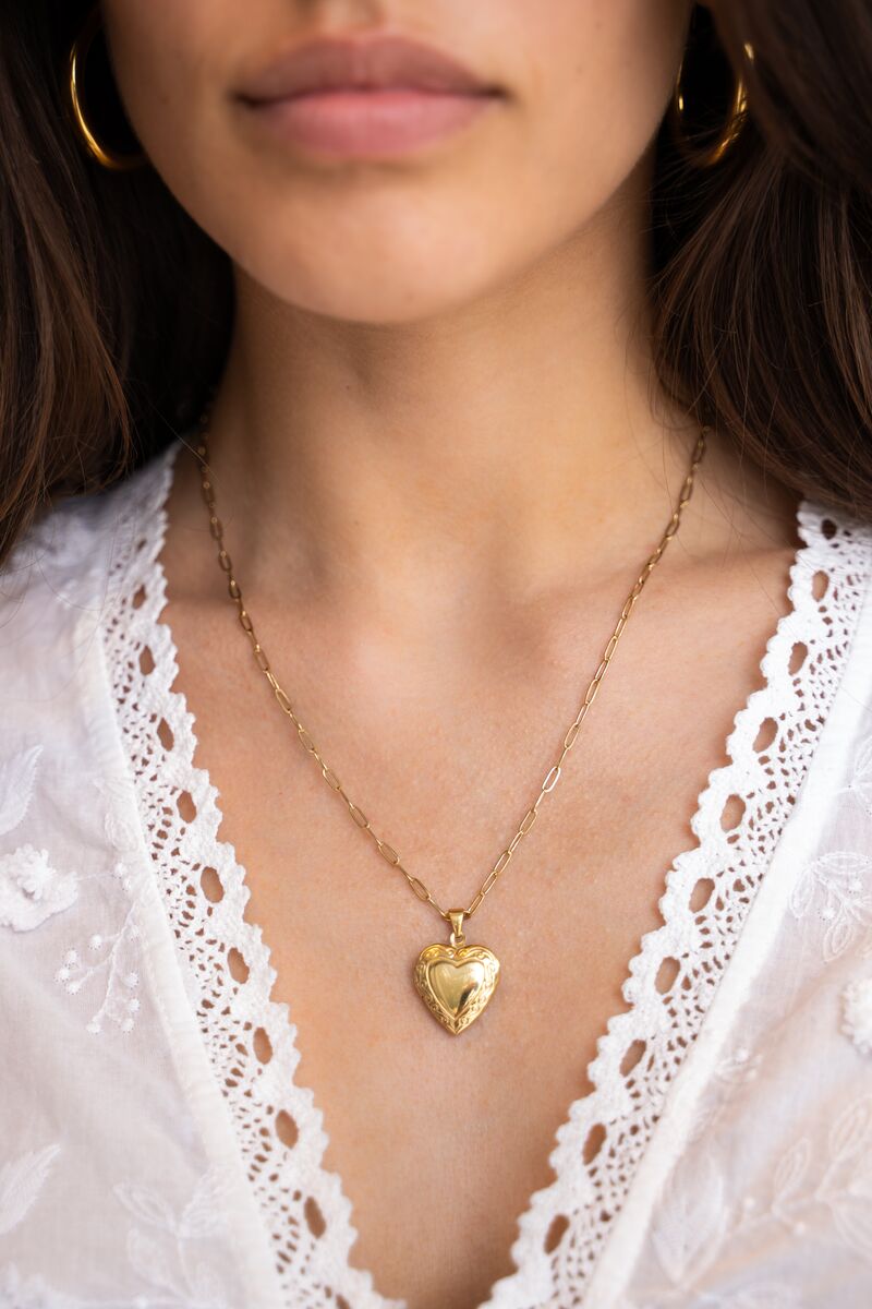 MY JEWELLERY SIERADEN KETTING VINTAGE SCHAKEL MET HART MEDAILLON GOUD