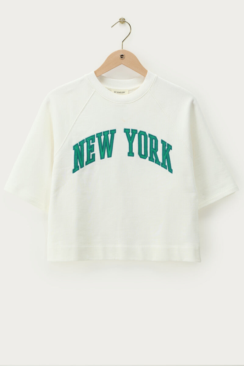 MY JEWELLERY SIERADEN T-SHIRT SWEATER 'NEW YORK' WIT